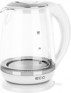 Cana electrica fierbator din sticla ECG RK 2020 alba, 2 L, 2200 W, lumina albastra de fundal - Img 4