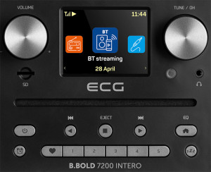 Internet radio ECG B.BOLD 7200 Intero Black, FM + DAB, stereo 2 × 10 W, CD audio si MP3, Bluetooth, USB, carcasa lemn, negru - Img 7