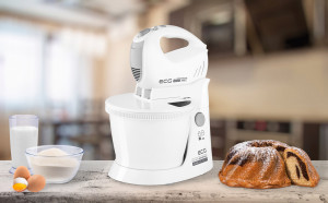 Mixer de mana cu bol rotativ ECG RSM 4052, 400 W, 3.5 L, 5 viteze, functie Turbo, alb - Img 2