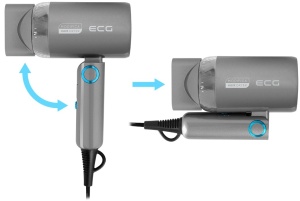 Uscator de par pentru voiaj ECG Grigio Piccolo, 1200 W, 2 viteze, 2 niveluri de temperatura, maner pliabil, gri - Img 5