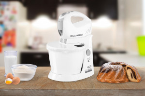 Mixer de mana cu bol rotativ ECG RSM 4052, 400 W, 3.5 L, 5 viteze, functie Turbo, alb - Img 3