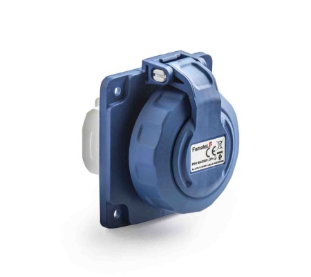 Priza monofazata schuko 230V 16A IP68 ST flansa 75x75mm Famatel