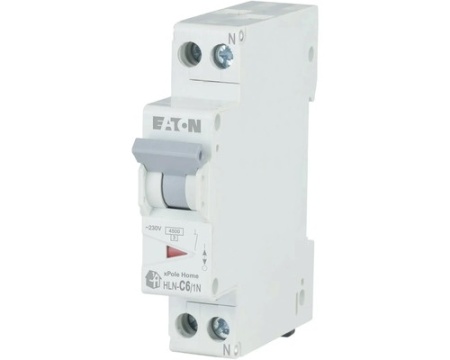 Intrerupator automat intr-un singur modul 1P+N 6A 4,5kA clasa C Eaton