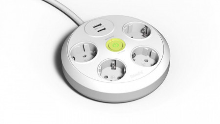 Prelungitor 4 prize schuko 230V 16A cablu 3X1,5mmp 1,5m cu intrerupator luminos si 2USB protectie la supratensiune