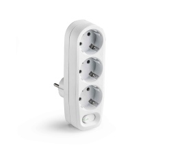 Adaptor 3 prize schuko 16A 230V IP20 cu intrerupator cu led Famatel