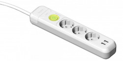 Prelungitor 3 prize schuko 230V 16A cablu 3X1,5mmp 1,5m cu intrerupator luminos si 2USB protectie la supratensiune