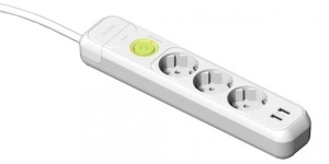 Prelungitor 3 prize schuko 230V 16A cablu 3X1,5mmp 1,5m cu intrerupator luminos si 2USB protectie la supratensiune