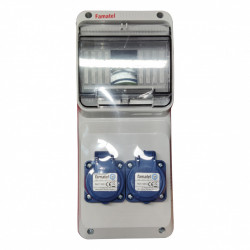 Tablou electric echipat cu 2 prize monofazate schuko 16A, 6L IP54 Famatel