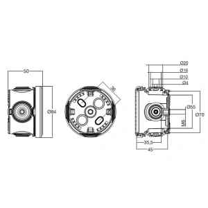 Doza aparenta 84x50mm cu presetupe IP65 Famatel - Img 2