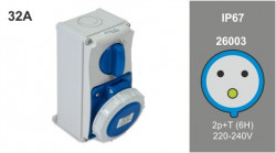Priza industriala interblocabila monofazata 3P 32A 230V IP67 PT Famatel