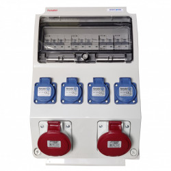 Tablou electric Famatel echipat cu 2 prize trifazate 5P 16A + 4 prize monofazate schuko 16A, 12L IP44 cu aparataj automat Eaton