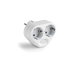 Adaptor 2 prize schuko 16A 230V IP20 cu intrerupator cu led Famatel