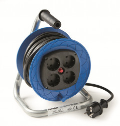 Derulator 4 prize schuko 16A, 15m, cu stecher schuko 16A, 230V prevazut cu termosiguranta Famatel