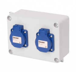 Doza cu 2 prize schuko 16A 230V precablata IP54 Famatel