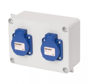 Doza cu 2 prize schuko 16A 230V precablata IP54 Famatel