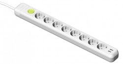 Prelungitor 8 prize schuko 230V 16A cablu 3X1,5mmp 1,5m cu intrerupator luminos si 2USB protectie la supratensiune