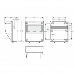 Tablou electric AcquaCOMBI 9M cu loc de prize IP65 Famatel