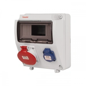 Tablou electric echipat cu o priza trifazata 5P 32A + o priza monofazata schuko 16A, 9L IP54 Famatel