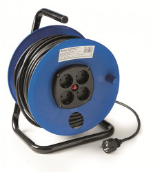 Derulator 4 prize schuko 16A, 50m, cu stecher schuko 16A, 230V prevazut cu termosiguranta Famatel