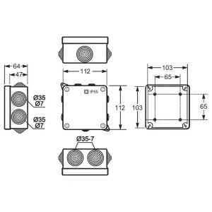 Doza aparenta 100x100x55mm cu presetupe IP55 Famatel - Img 2