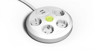 Prelungitor 4 prize schuko 230V 16A cablu 3X1,5mmp 1,5m cu intrerupator luminos si 2USB protectie la supratensiune