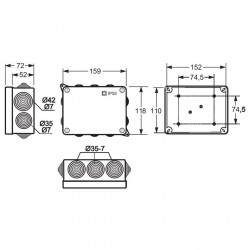 Doza aparenta 152x110x63mm cu presetupe IP55 Famatel