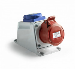 Priza industriala combinata 1x priza trifazata 400V 5P 32A 6h IP54 +1x priza monofazata schuko 16A IP54Famatel