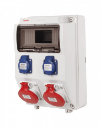 Tablou electric echipat cu 2 prize trifazate 5P 16A + 2 prize monofazate schuko 16A, 9L IP54 Famatel