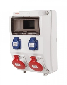 Tablou electric echipat cu 2 prize trifazate 5P 16A + 2 prize monofazate schuko 16A, 9L IP54 Famatel