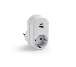 Adaptor priza schuko 16A 230V IP20 2xUSB 3.4A/5V prevazut cu led indicator Famatel