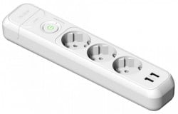 Capat prelungitor 3 prize schuko 230V 16A Famatel cu intrerupator luminos si 2USB protectie la supratensiune
