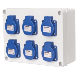 Doza cu 6 prize schuko 16A 230V precablata IP54 Famatel