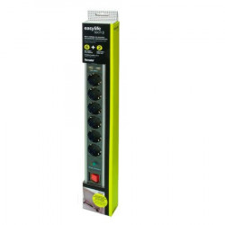 Prelungitor din aluminiu 6 prize schuko 16A 230V + 2xUSB 2,1A/5V cu protectie la supratensiune