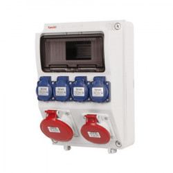 Tablou electric echipat cu 2 prize trifazate 5P 16A + 4 prize monofazate schuko 16A, 12L IP54 Famatel