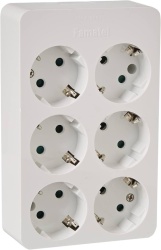 Capat prelungitor 6 prize schuko 230V 16A patrat Famatel