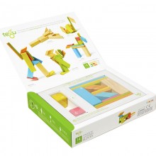Set 14 piese din lemn magnetic, Tegu Tints