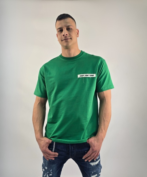 Мъжка тениска ADOPT DON'T SHOP зелен цвят