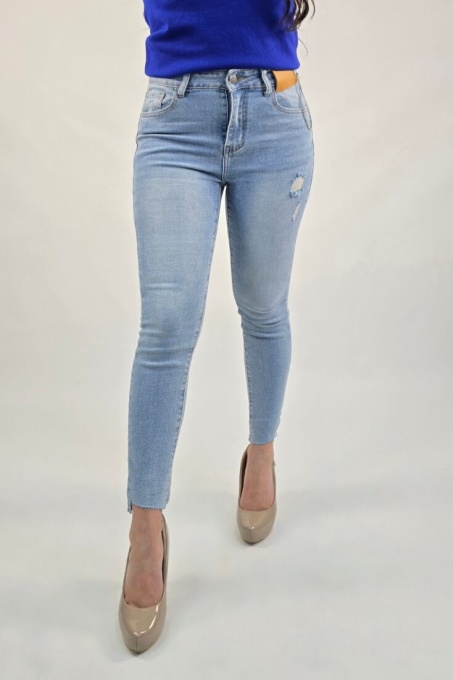 Дамски дънки светло син деним Slim Fit