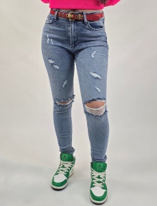 Дамски дънки Slim Fit в класическо синьо - Img 1