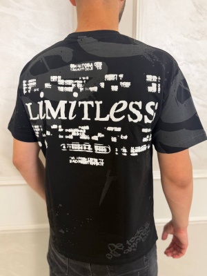 Мъжка тениска в черно Limitless с надписи
