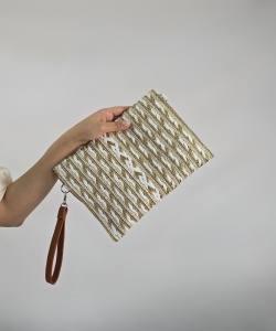 Ръчно изработен плик "Bag to Bag" - естествен стил и елегантност в съчетание бяло-златист цвят - Img 5