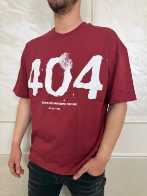 Мъжка тениска в бордо с надписи 404