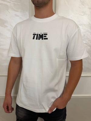 Мъжка тениска в бяло Time с надписи