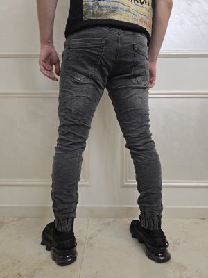 Мъжки дънки в сиво Anthracite Crush с набръчкан ефект