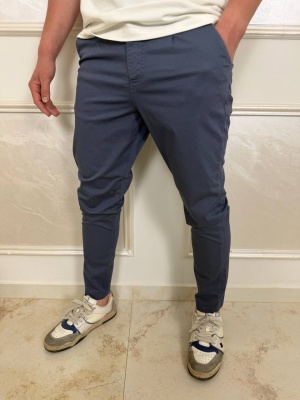 Мъжки спортно-елегантел slim fit панталон в синьо