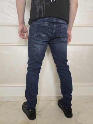 Мъжки slim fit дънки леко накъсани в синьо Electra