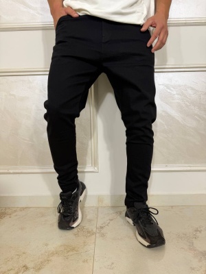 Мъжки дънки slim fit в черно тип потур MD73