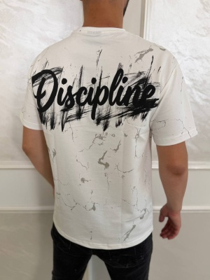 Мъжка тениска Discipline в бяло