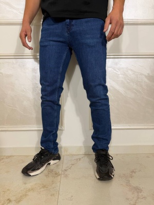 Мъжки дънки в синьо Slim fit с изчистен дизайн MD78