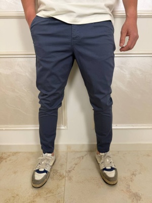 Мъжки спортно-елегантел slim fit панталон в синьо